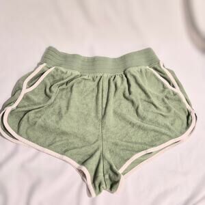 SO Sage Green Terry Cloth Boyfriend Shorts Dolphin Hem Retro Pajama Medium